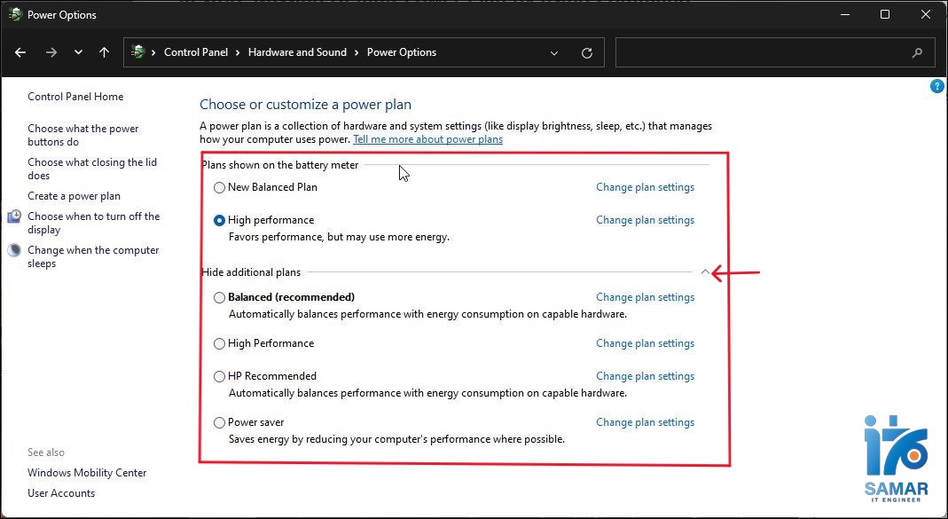 عکس شماره 1 - پلن های مختلف Power Options
